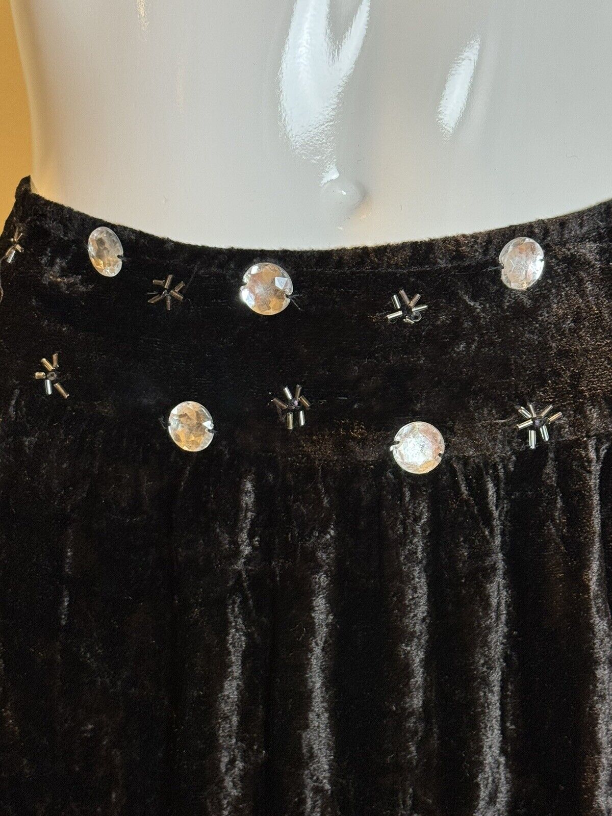 Temptation Long Boho Black Skirt W/Rhinestone Sz XL  (56)