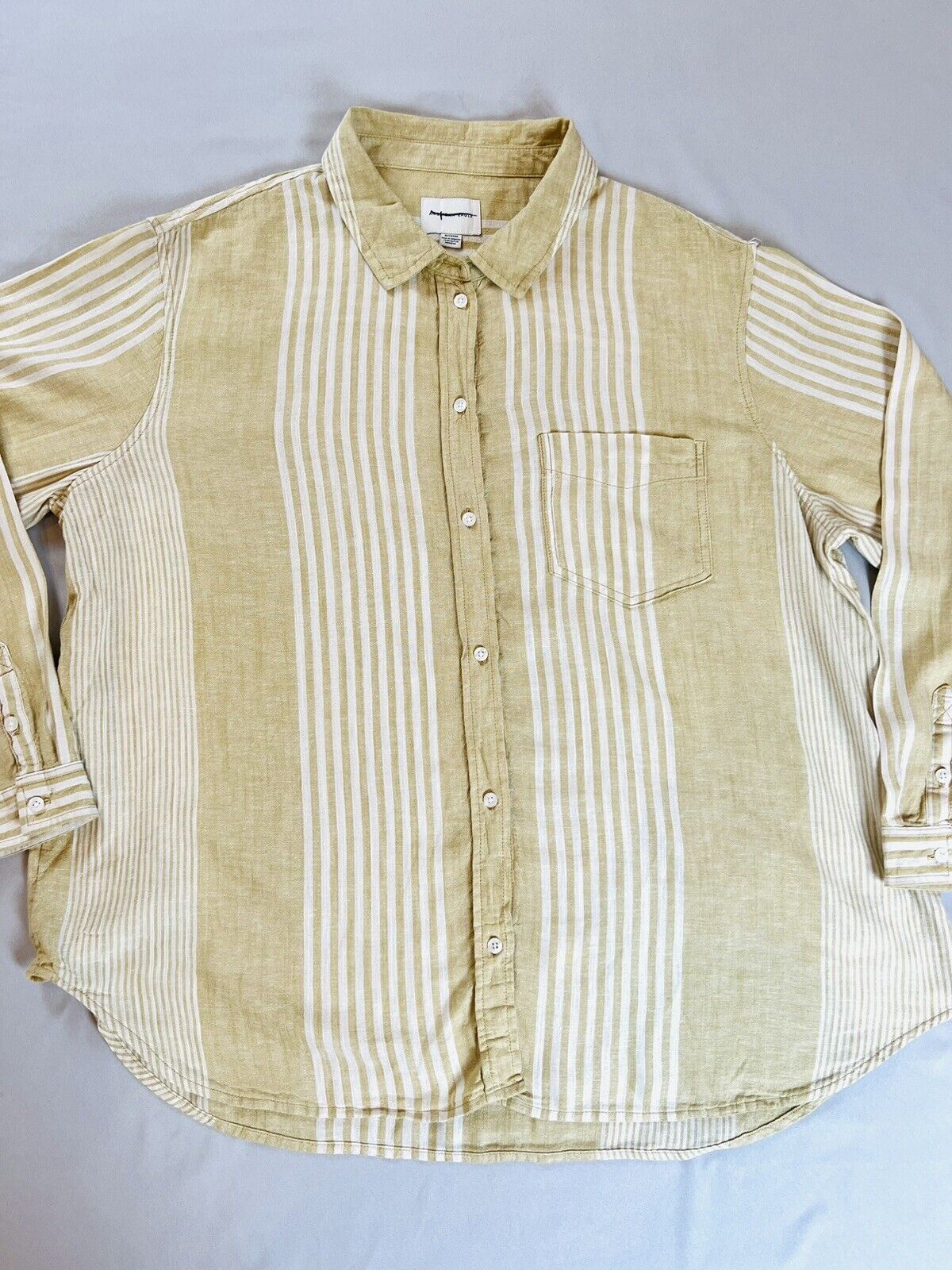 American Eagle Women’s Sz XL Yellow Striped Long Sleeve Shirt