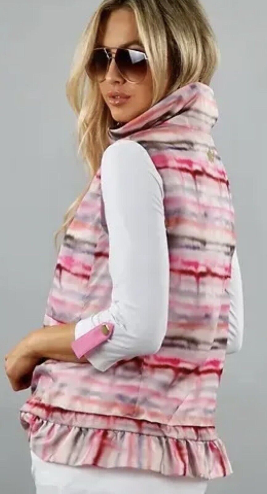 Brendratti Linea Full Zip Pink Sunset Vest Ladies Ital 44 Us M NWT Golf (53)