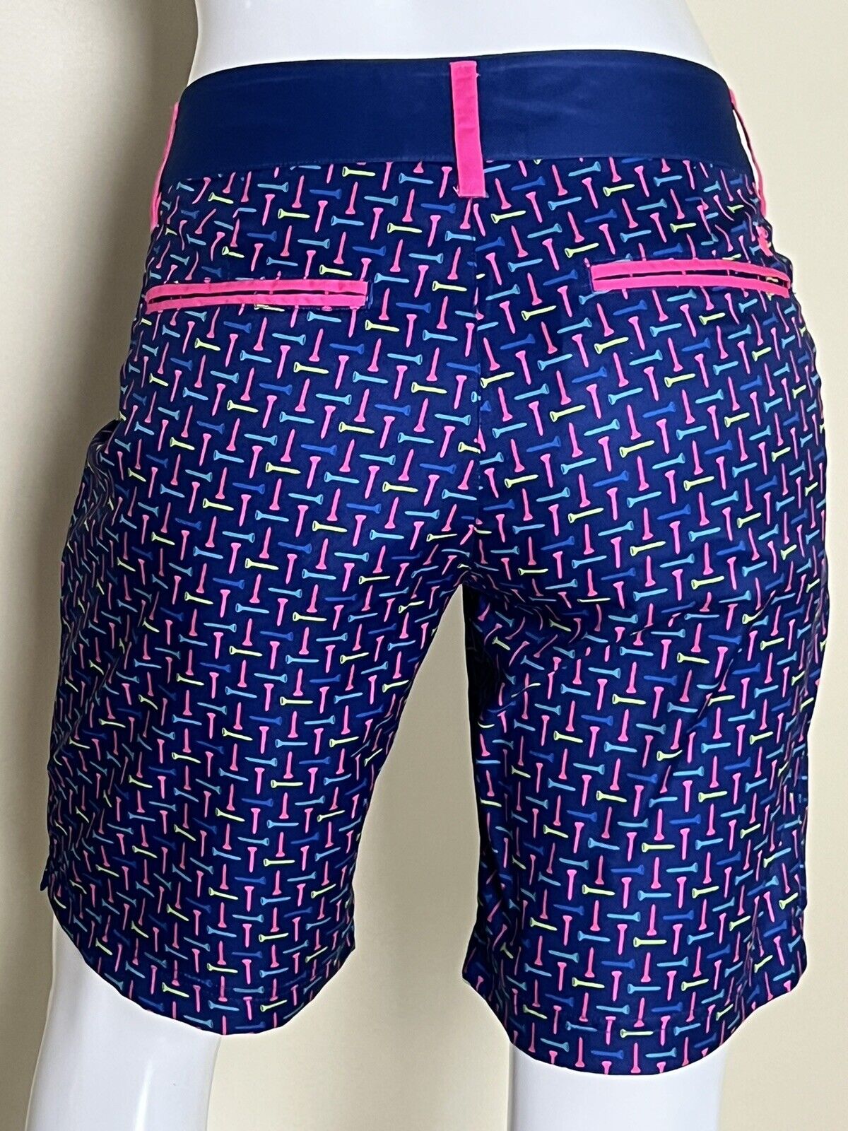 Birdies And Bows Women’s Multicolor Pink Blue Golf Shorts Size 8   —(18)