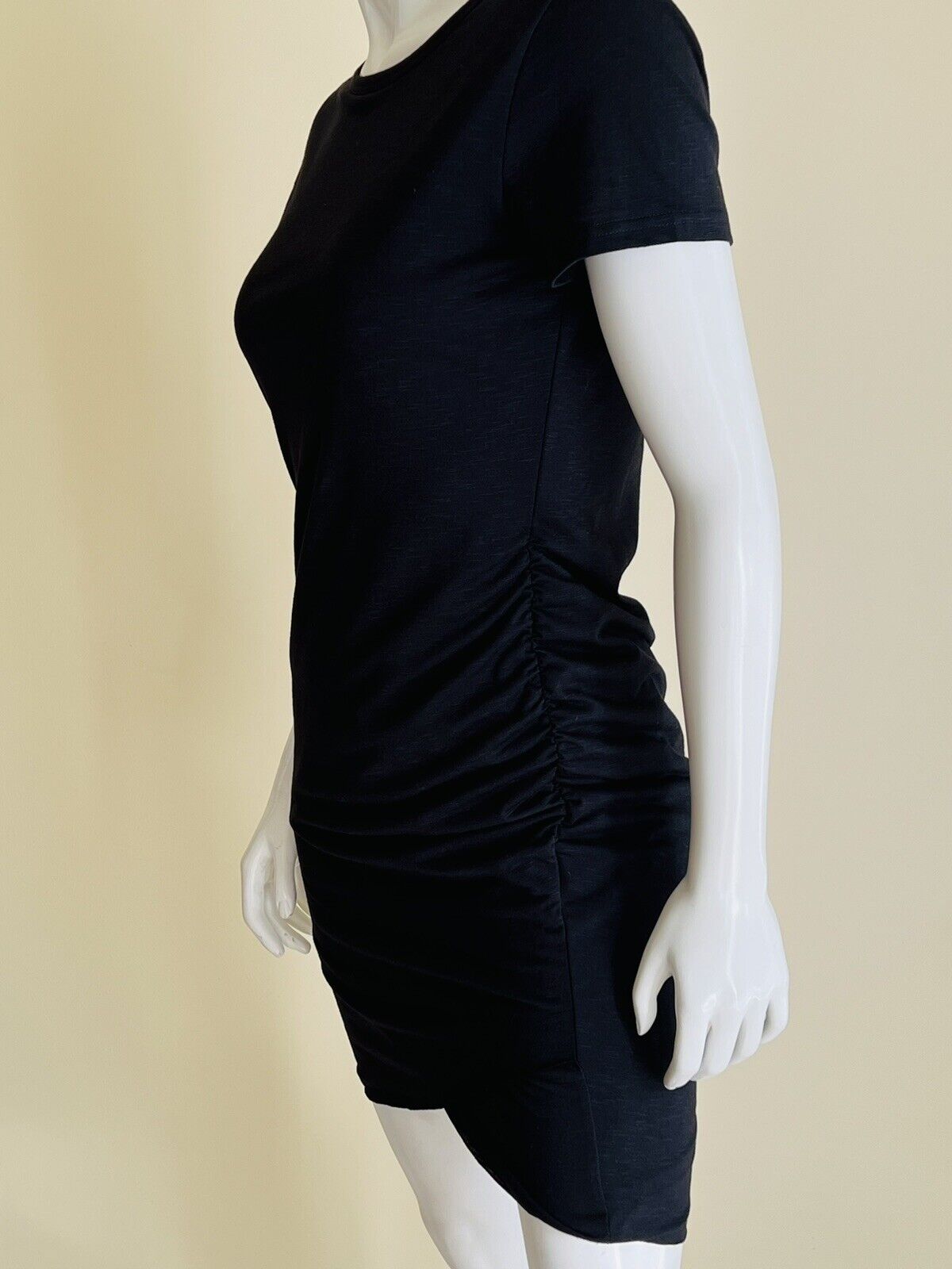 BTFBM Women's Short Sleeve Ruched Stretchy Mini Dress Black Sz S (1)