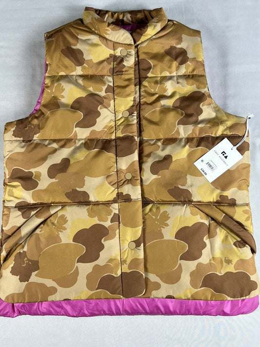 Free Assembly Women's Oversized Puffer Vest Sz XL Camouflage Pink