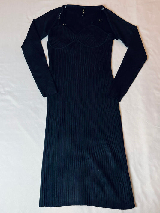 Cool Attitude Women's Black Bodycon Knit Sweater Dress Sz L