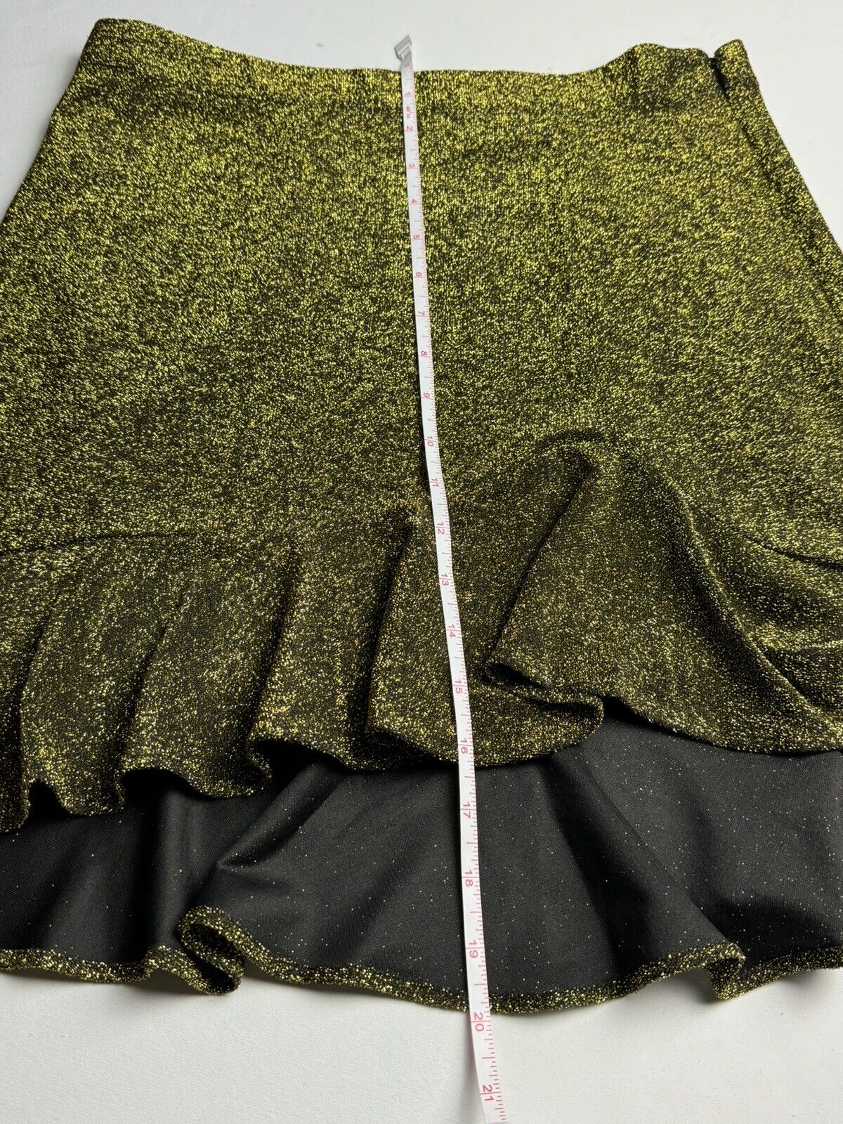 Michael Michael Kors Womens Ruffled Metallic A Line Skirt Gold Tone Sz M (70)