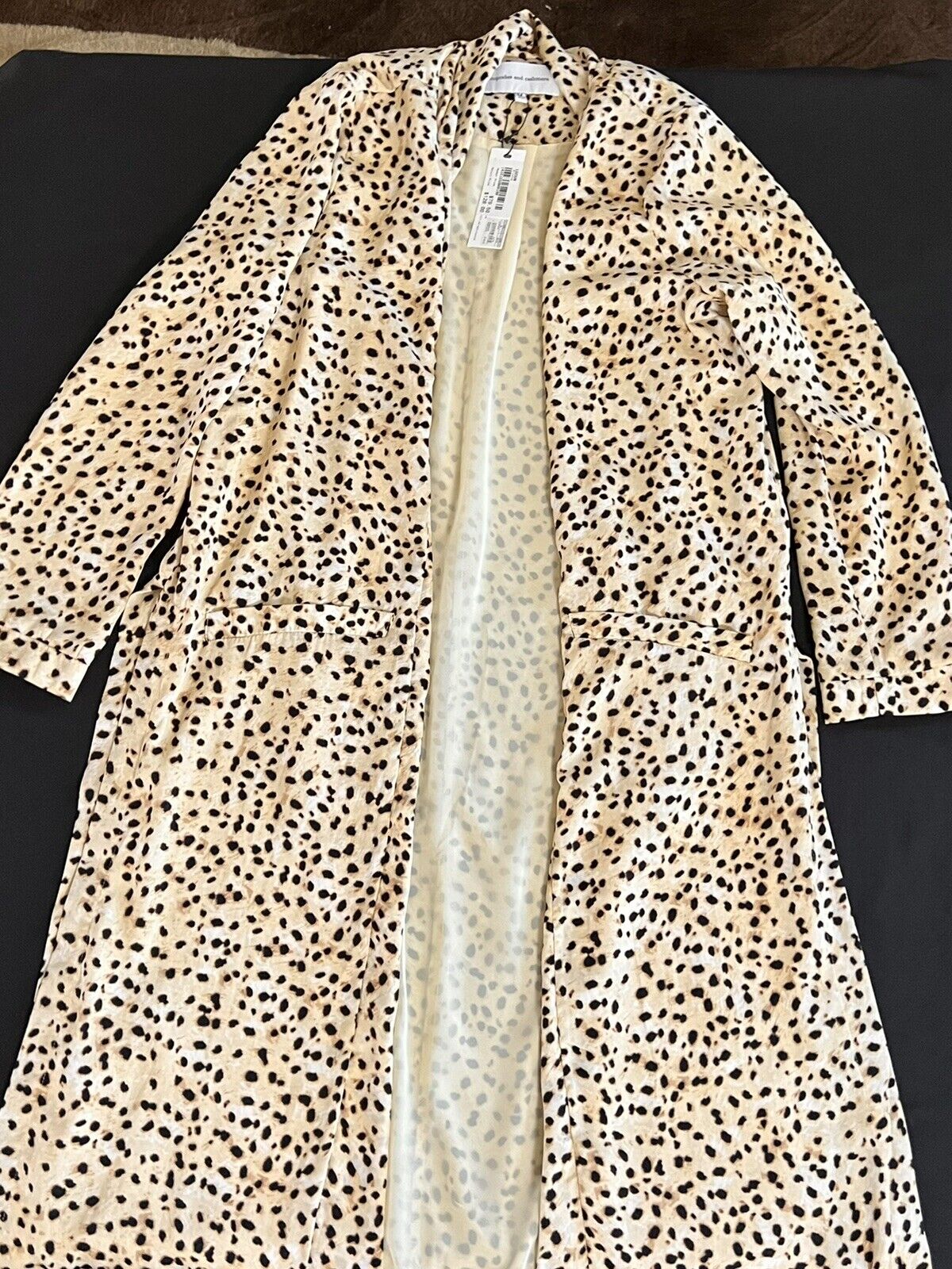 Cupcakes and Cashmere Arianne Cheetah Leo Dot Duster Coat Sz M $128 MSRP