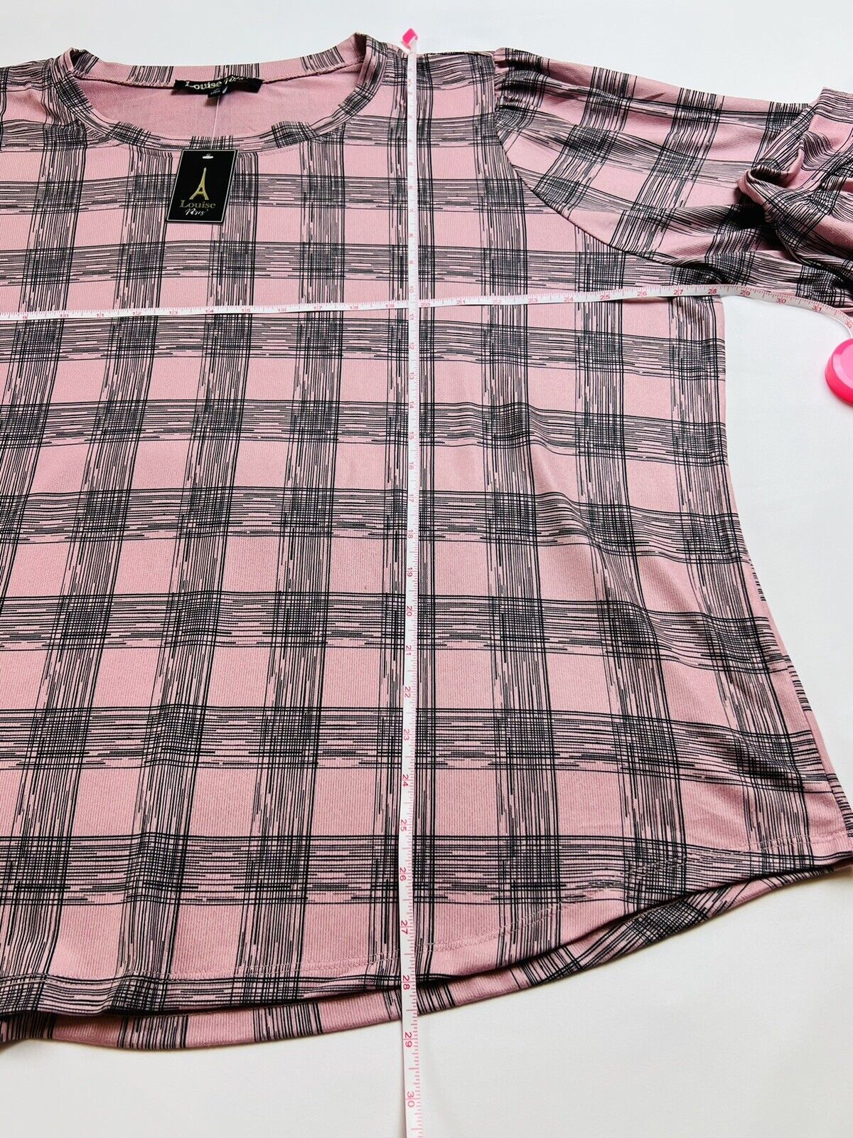 Louise Paris Women’s Blouse Pink Black Check Size 3X Top