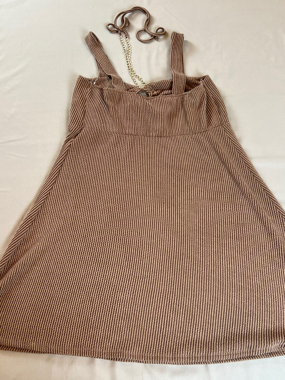 Luna Chix Sz XL Knit Sleeveless Dress Chain Necklace Light Brown