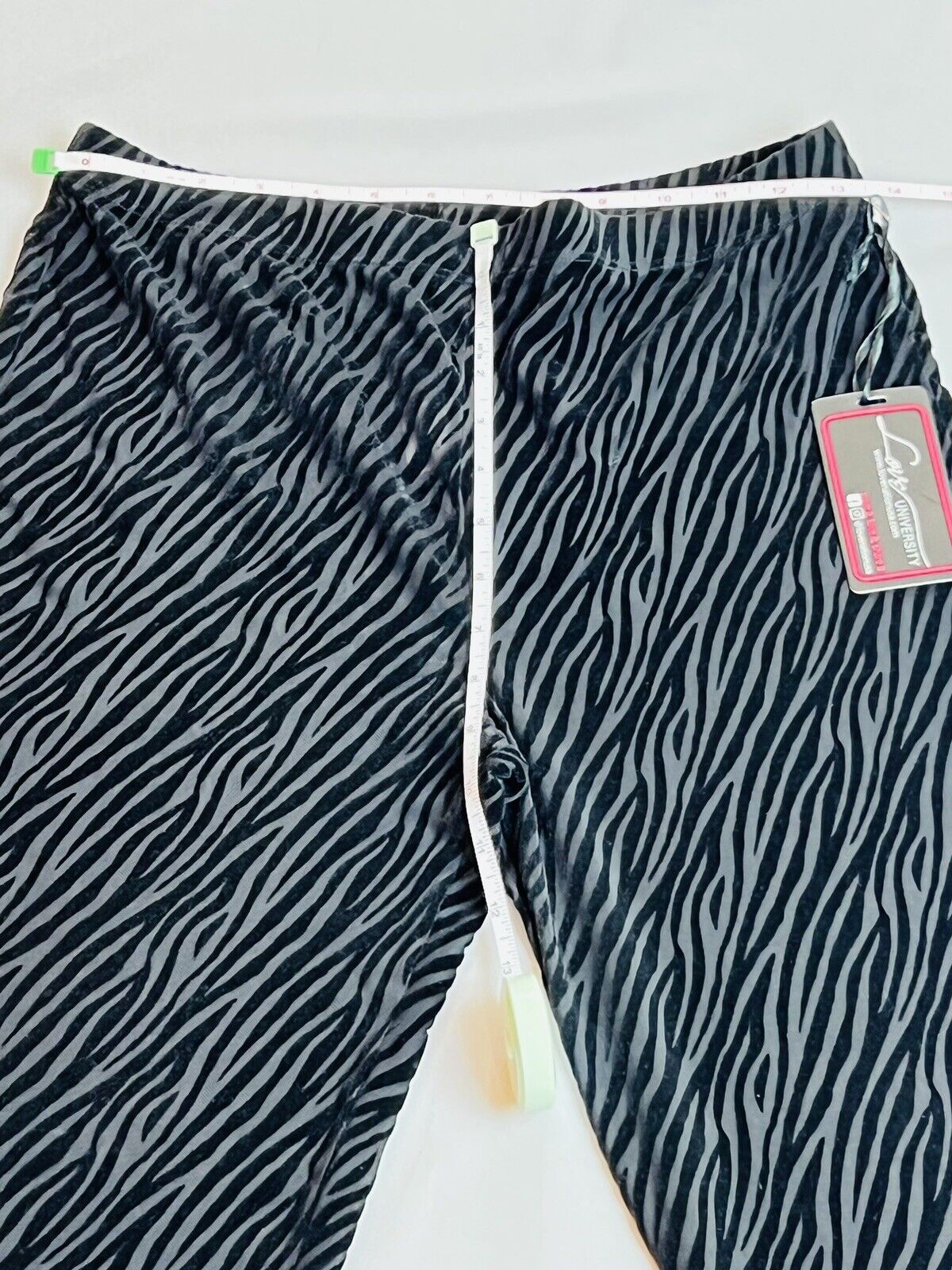 Love University Women's Black Mesh Pants Size XL Animal Print