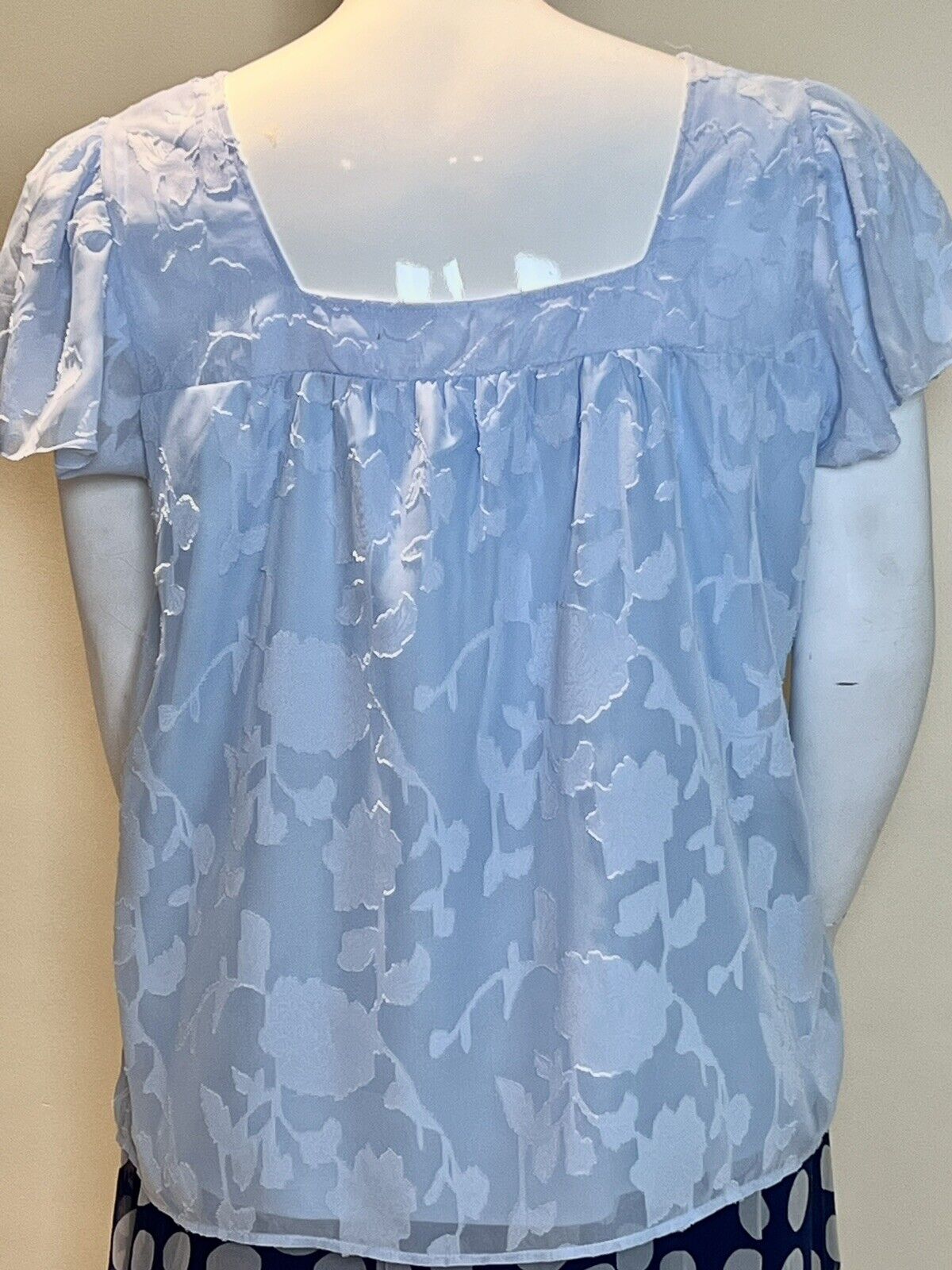 Women’s Top Lace Short Sleeve Blouse Sz 2XL Blue (6)