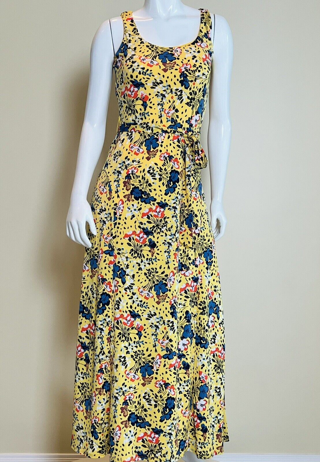 JONES NEW YORK Long Yellow Floral Midi Maxi dress Sz XS