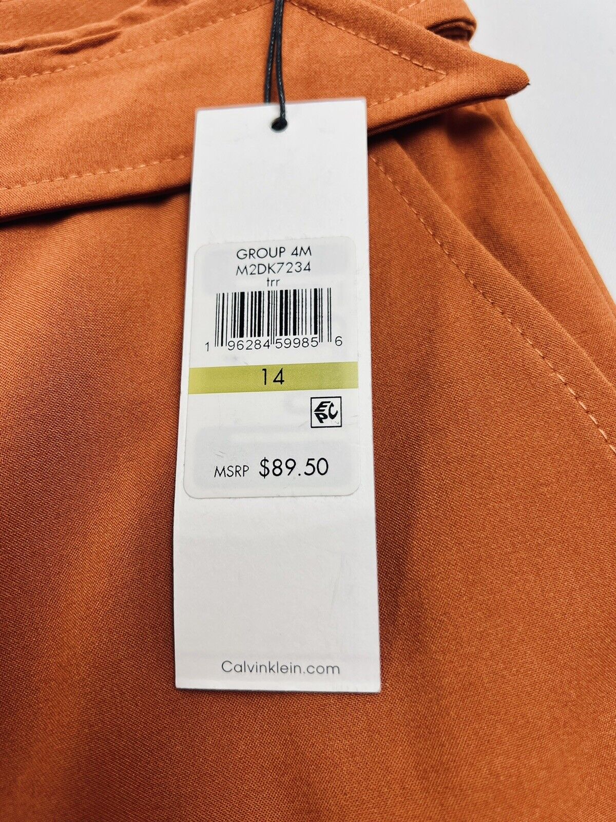 Calvin Klein Women's Orange Belted Cargo Pants Size 14