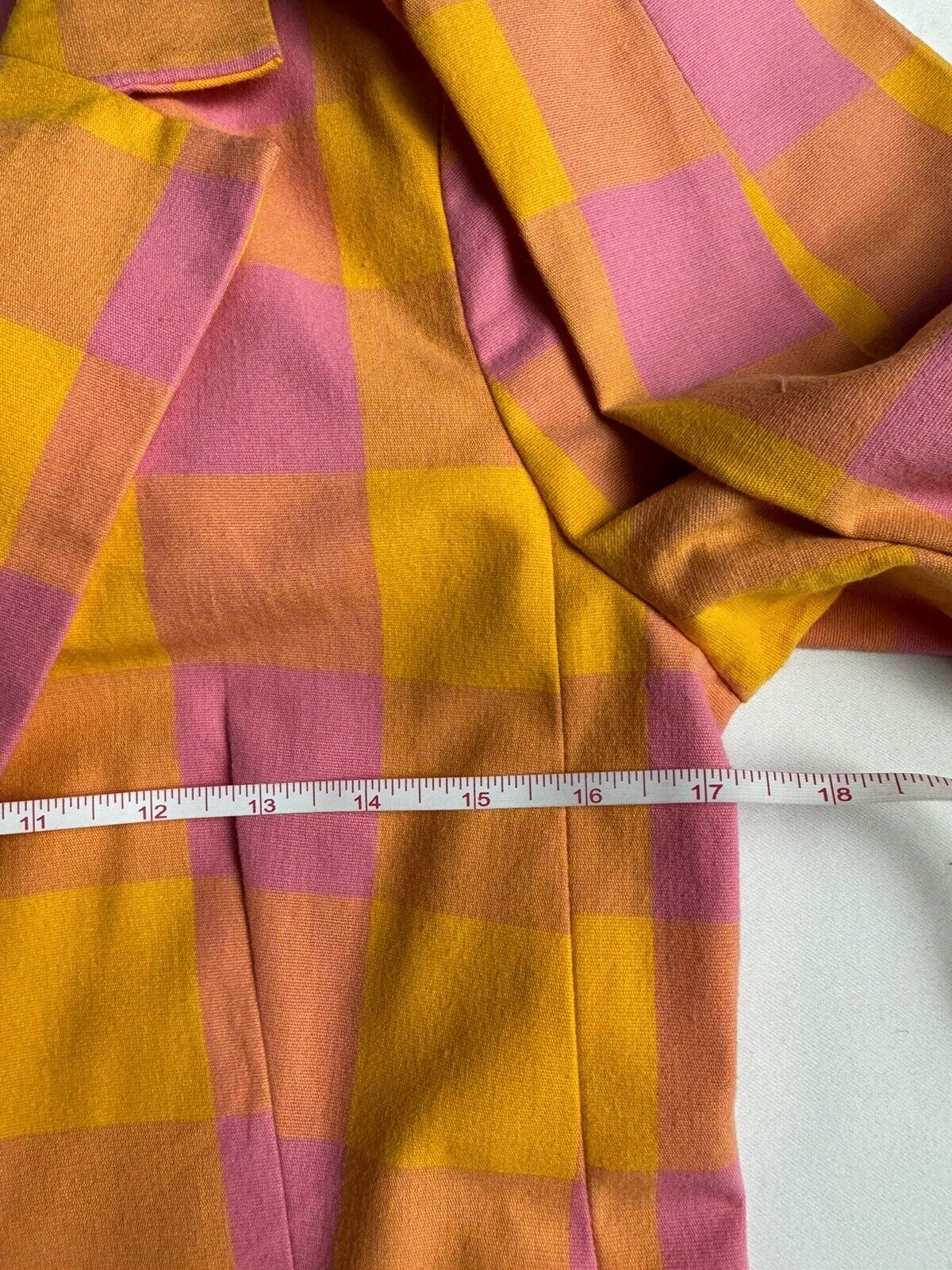 Free Assembly Women's Yellow with Pink Plaid Blazer Jacket Sz S   (61)