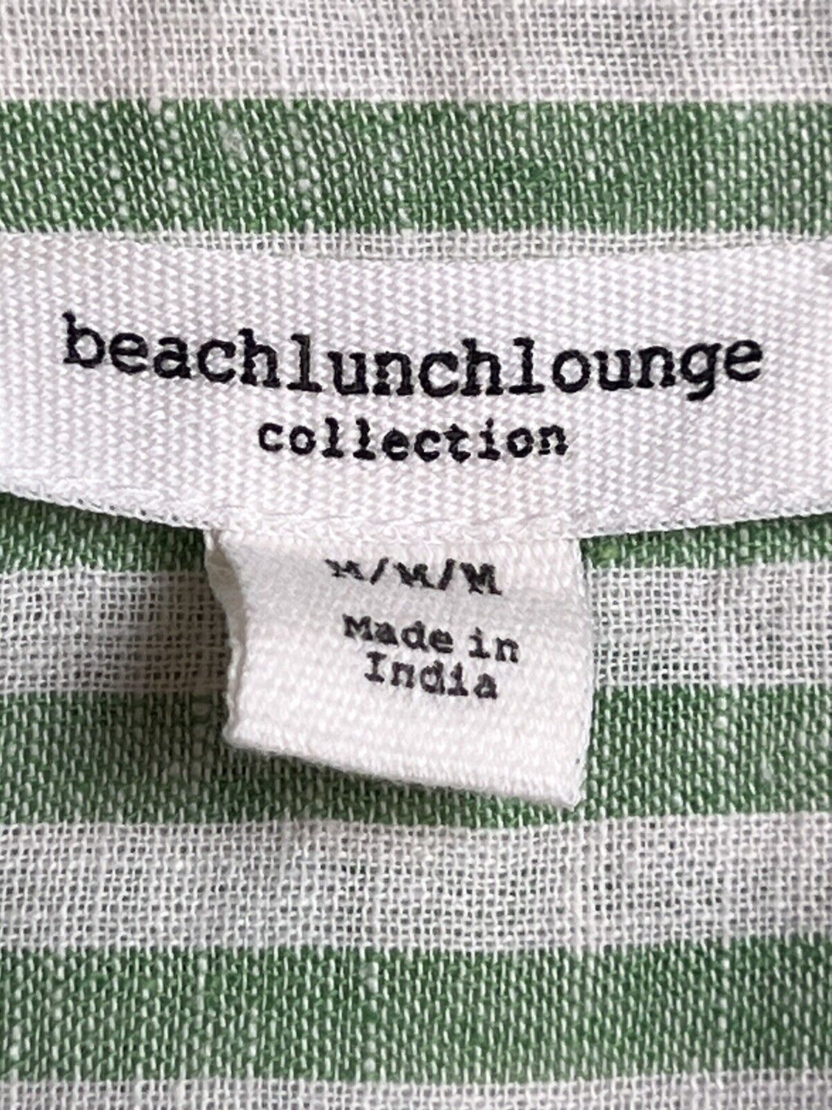 Beach Lunch Lounge Women’s Sz M Collar Lined Striped Green/White Dress (#1)