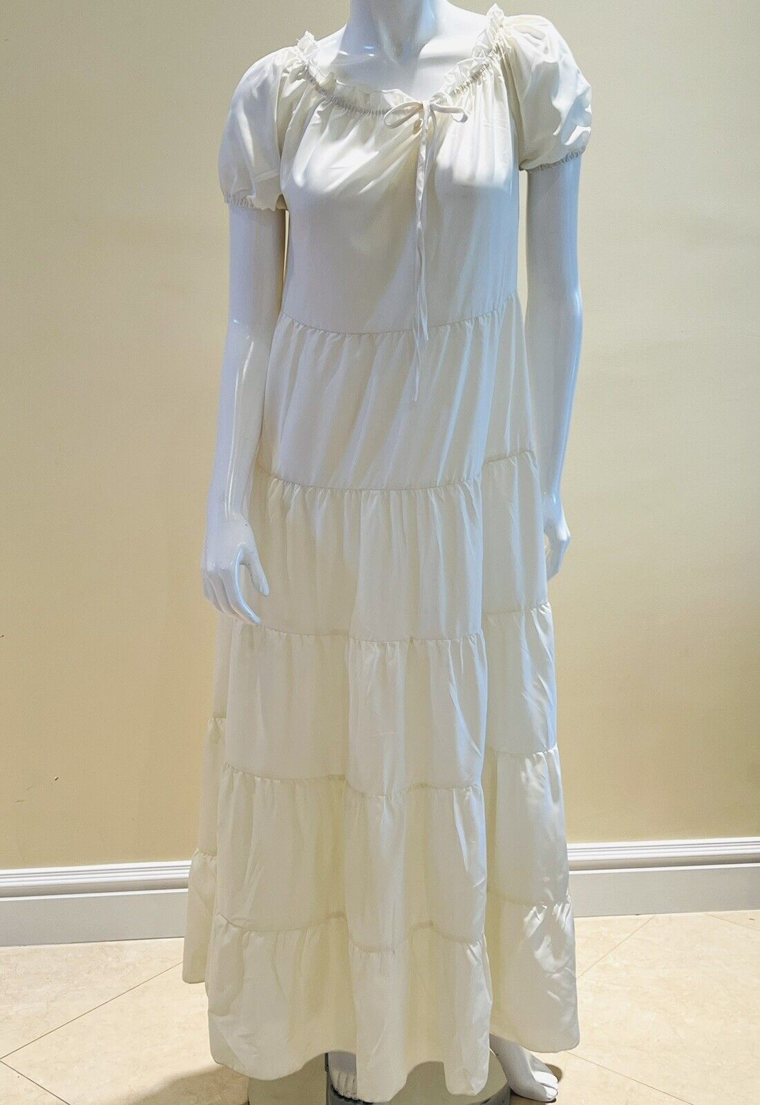 Long Maxi Dress Sheer Cream Sz S/M