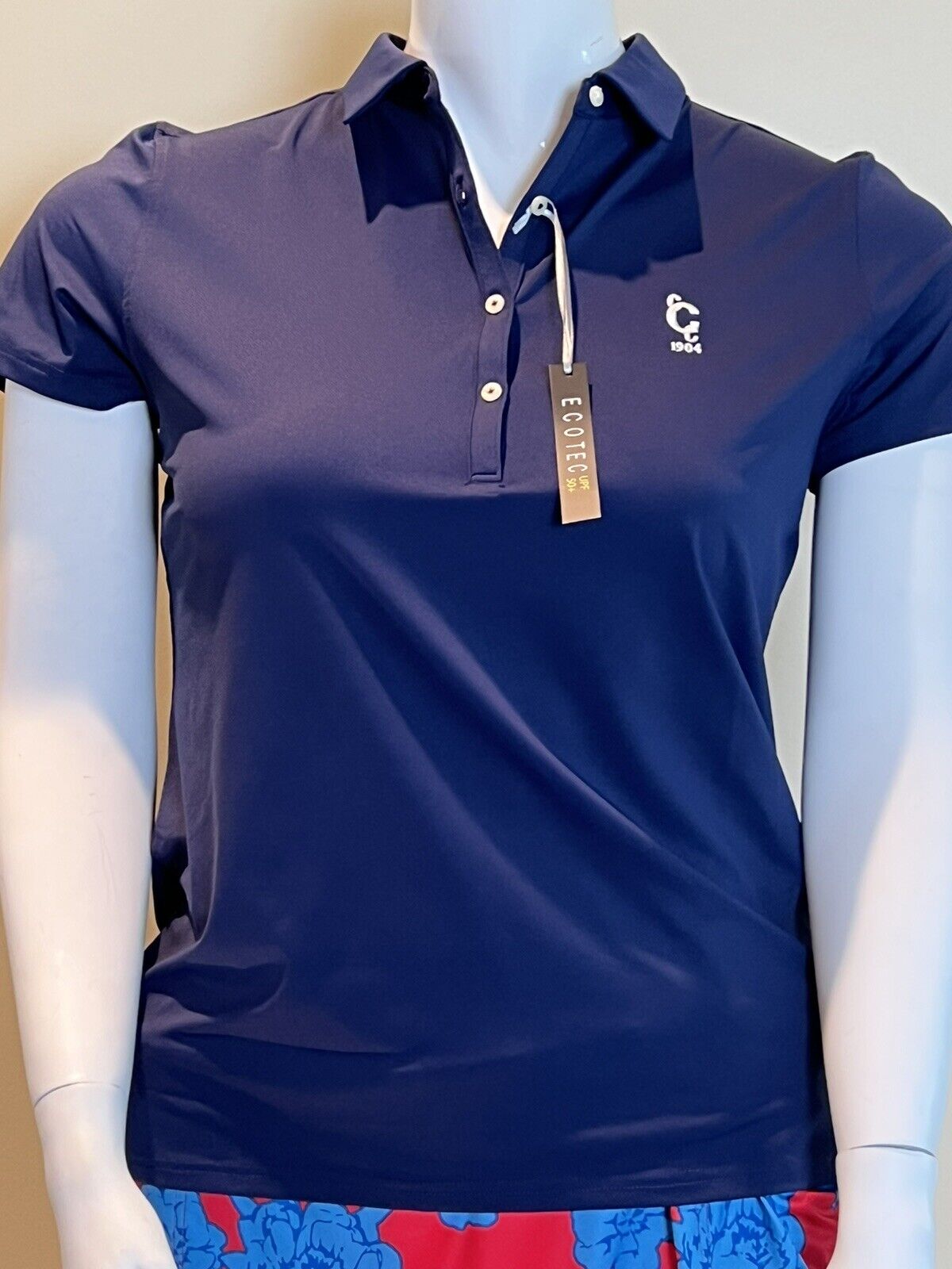 Champaign Country Club Women's Golf Polo Shirt/Top Size XL Navy Blue