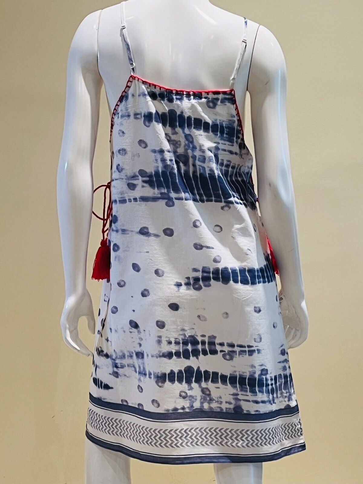 AMERICA & BEYOND Tiered Blue Midi Dress Adjustable Size L