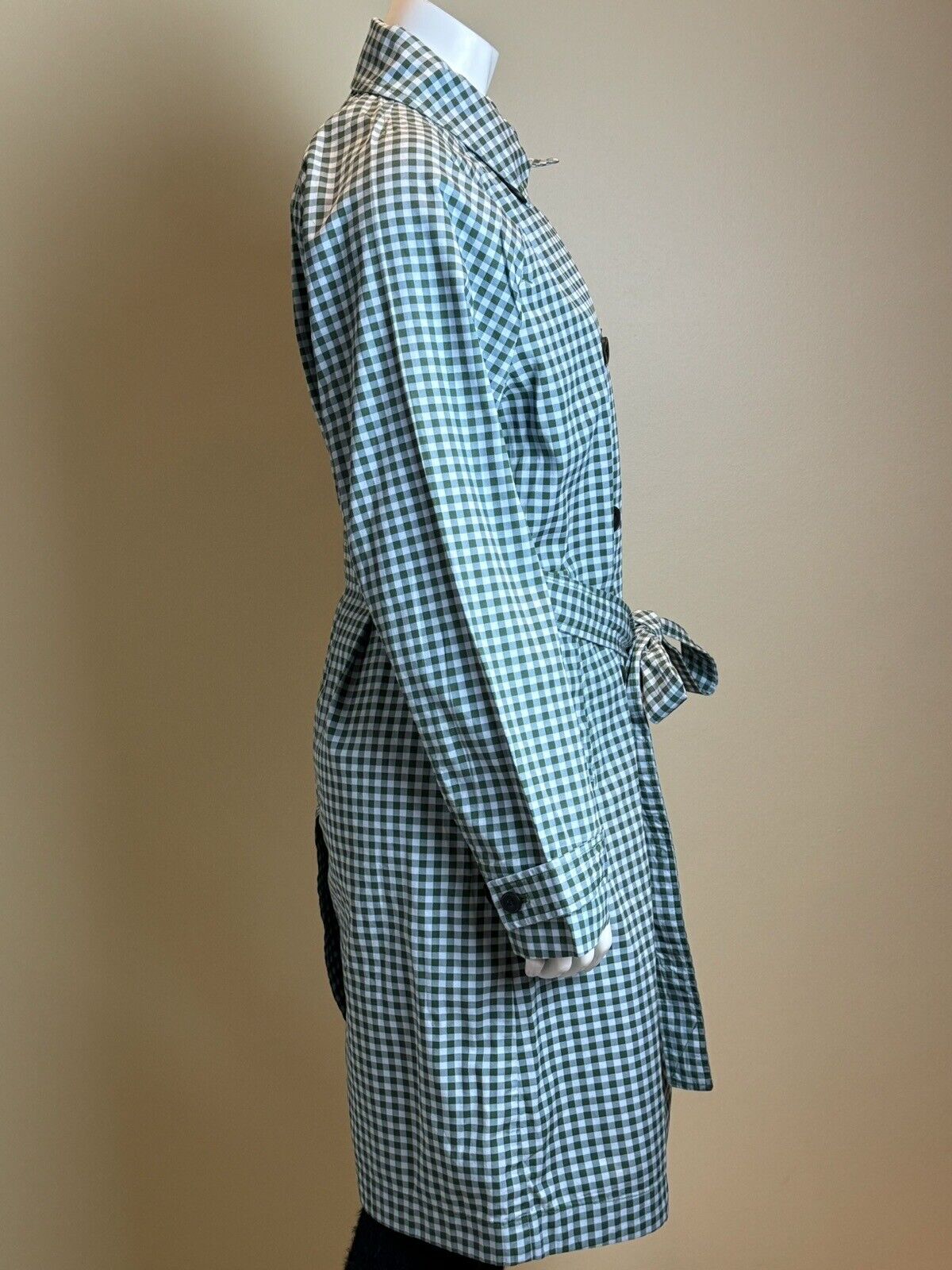 FREE ASSEMBLY Women's Plaid Green/white Trench Coat Size L - (67)