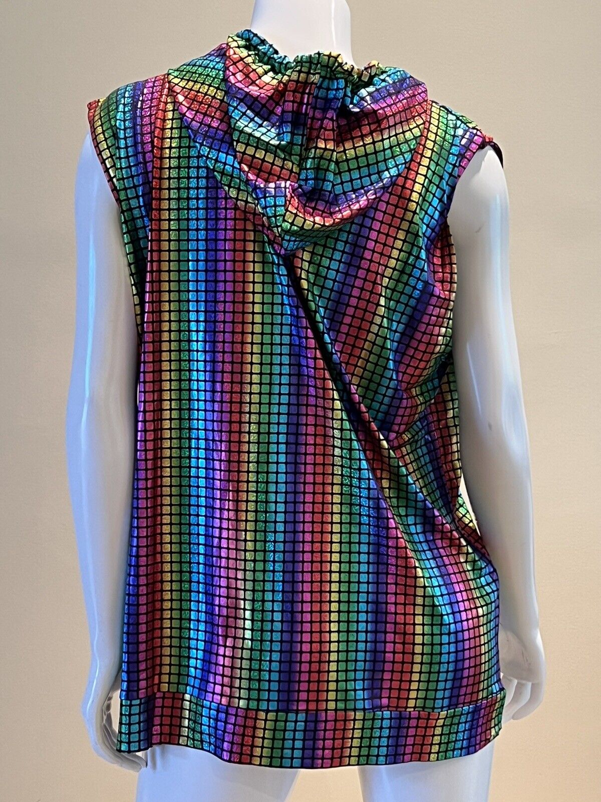 Zeroyaa Women's Sleeveless Hoodie cover up Shirt Multicolor Sz L