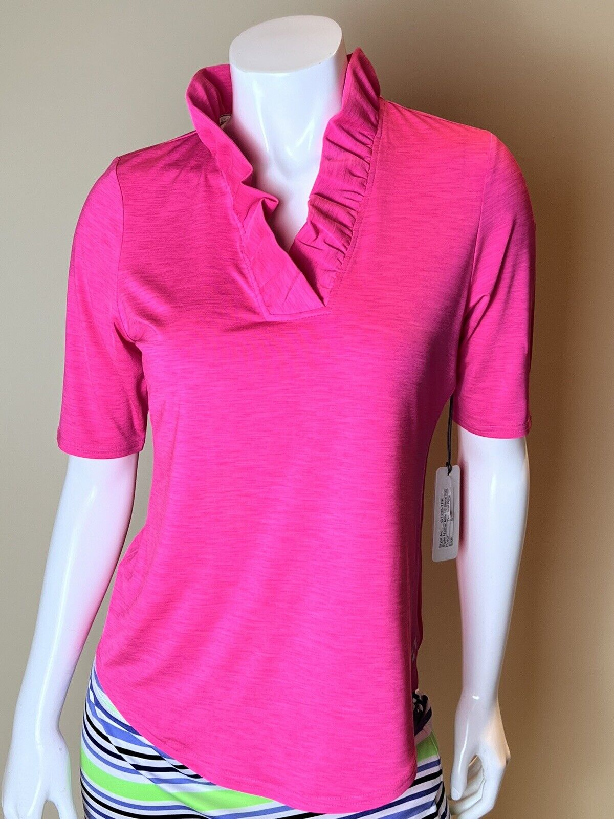 JOFIT Women's Golf Shirt/Top Ruffled Size S Neon Pink (50)