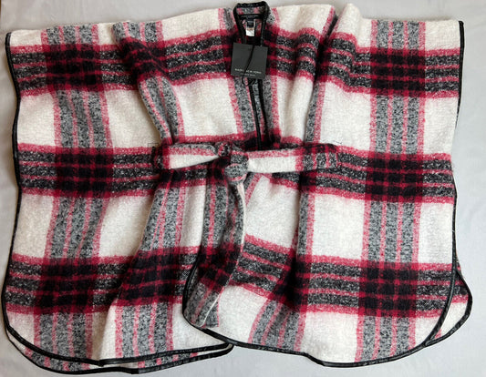 Marc New York Women’s Poncho Cardigan Plaid One Size Red Multi