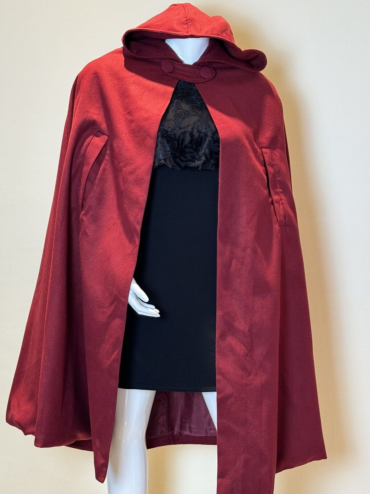 FASHION Women’s Red Maroon Wool Coat Hooded long cape      (64)