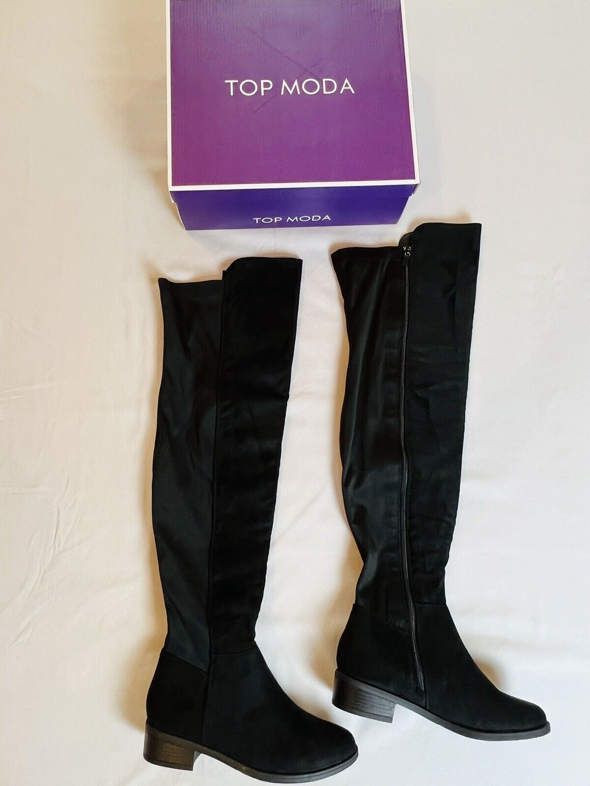 TOP Moda Women’s Black High Faux Leather Boots Sz 8