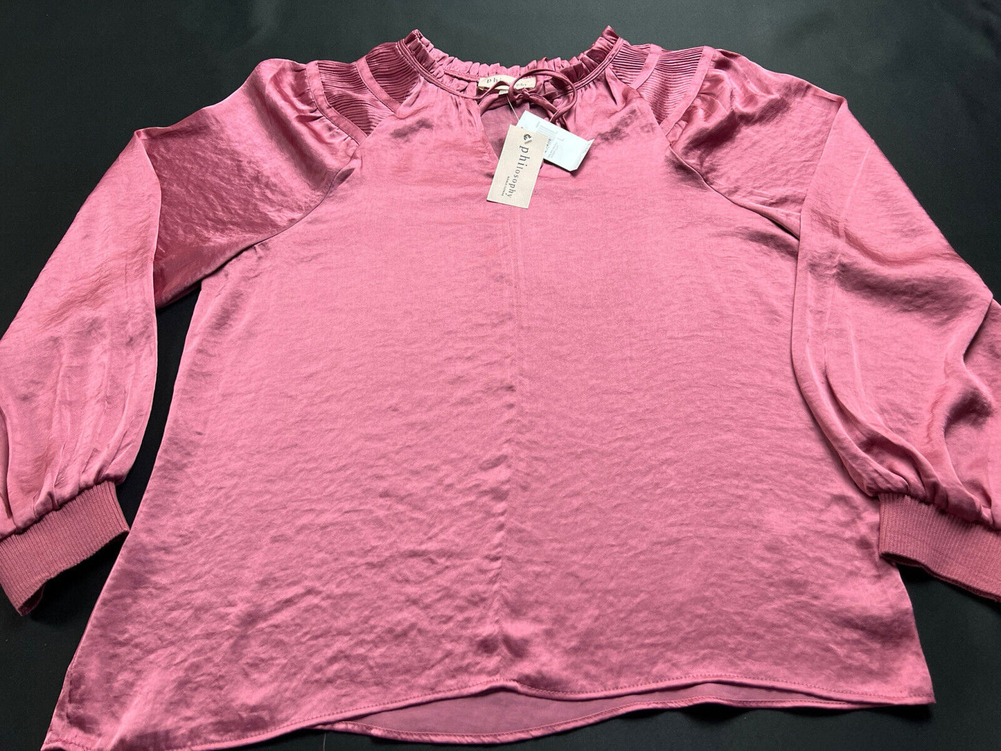 Philosophy Women's Top Pink Long Sleeve Blouse Sz L