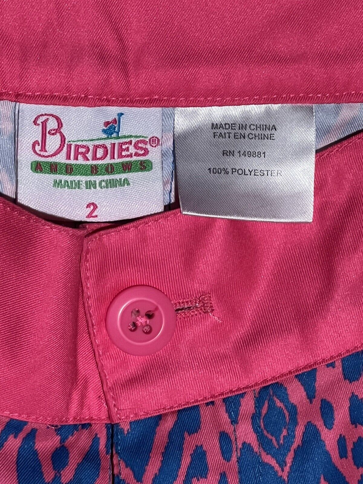 Birdie’s Women’s Golf Shorts Size 2 Pink/Blue Print (S1)