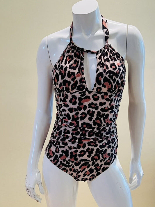 Eomenie Women's Leopard One Piece Swimsuit Sz M