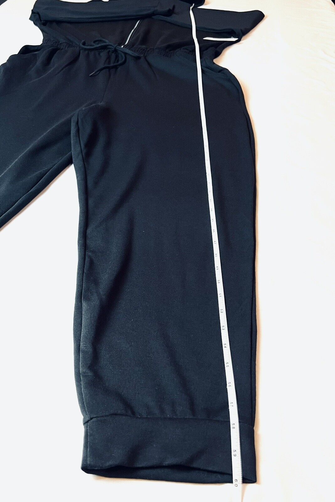 NO Boundaries Women’s Hoodie Black Long Sleeve Jumpsuit Sz 3XL