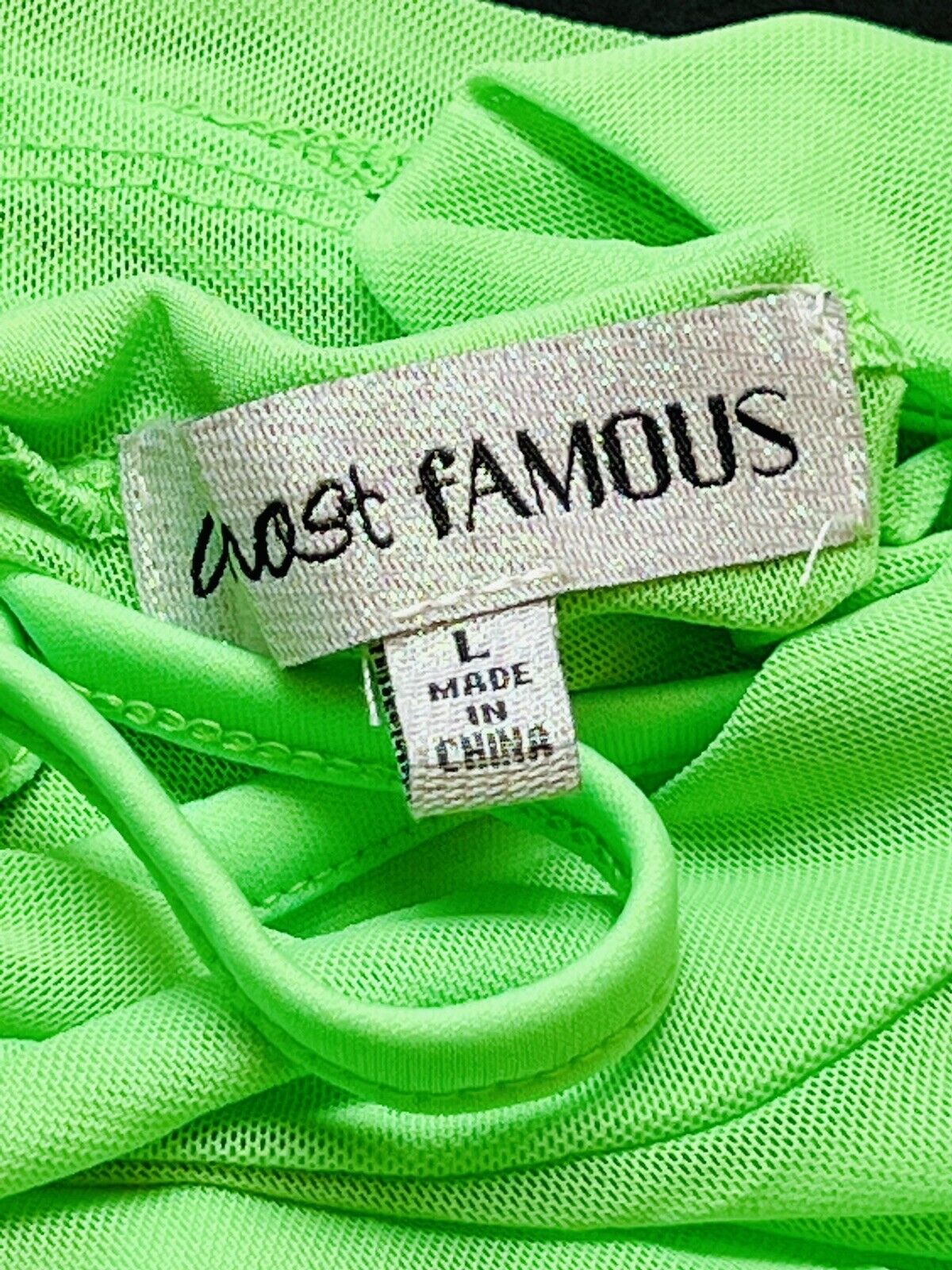 Almost Famous Women's 2 Piece Dress Neon Green Mesh Sz L  (7)