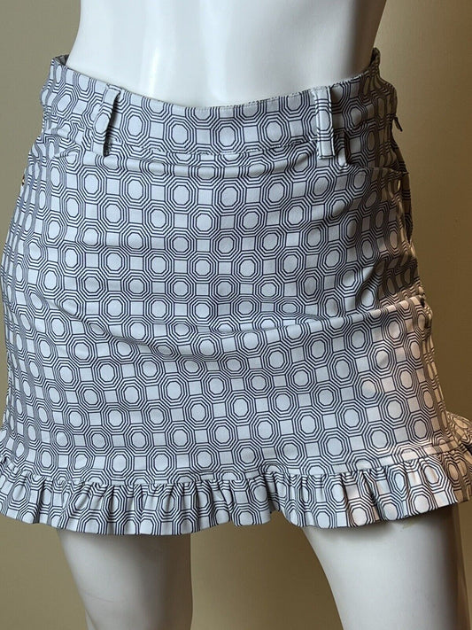 Brendratti Women’s Skirt Skort Tennis Golf Sz 42 White Black Patterns. (51)