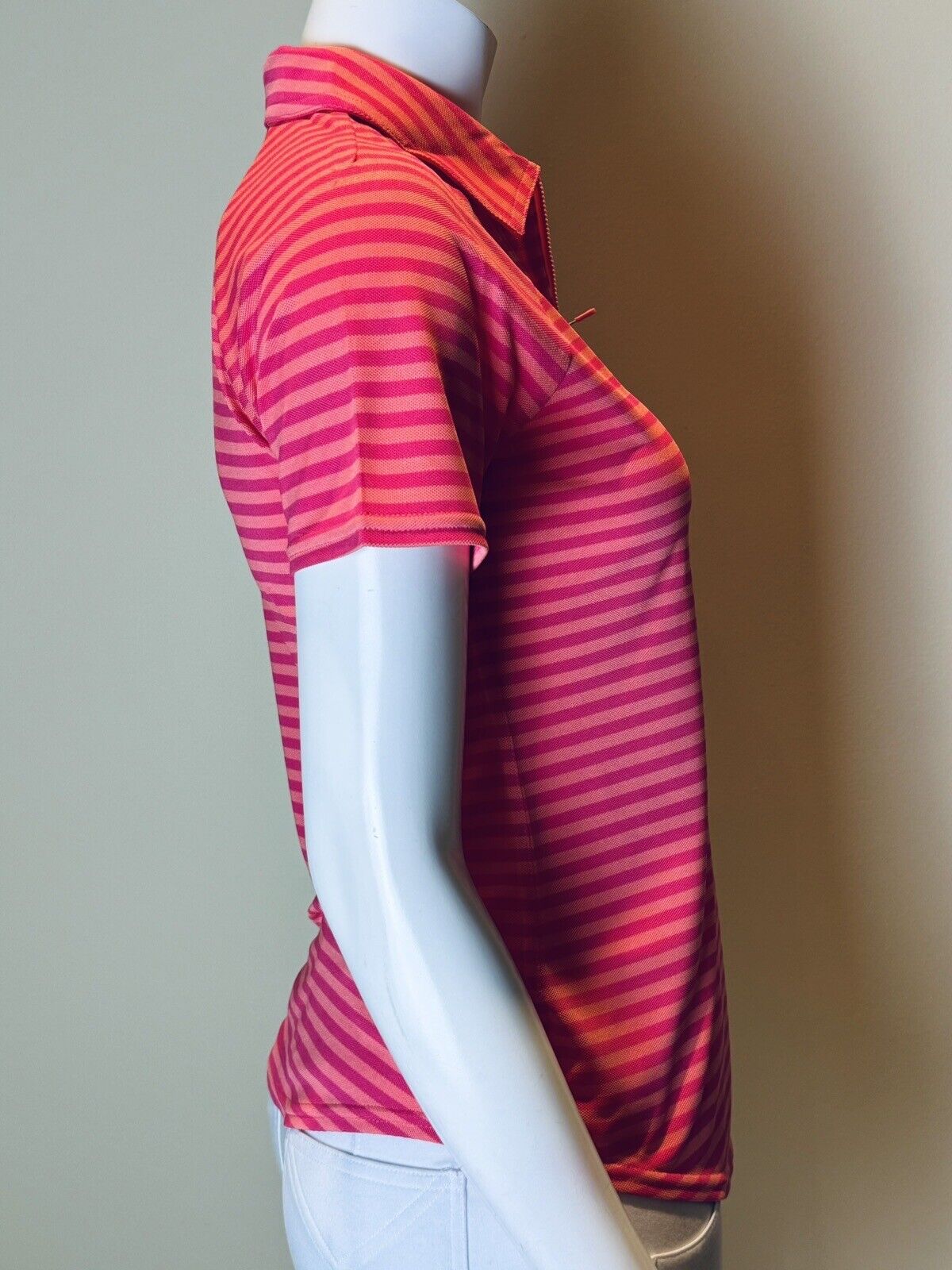 JOFIT Women's Golf Shirt/Top Red Pink Stripes Size S      (52)