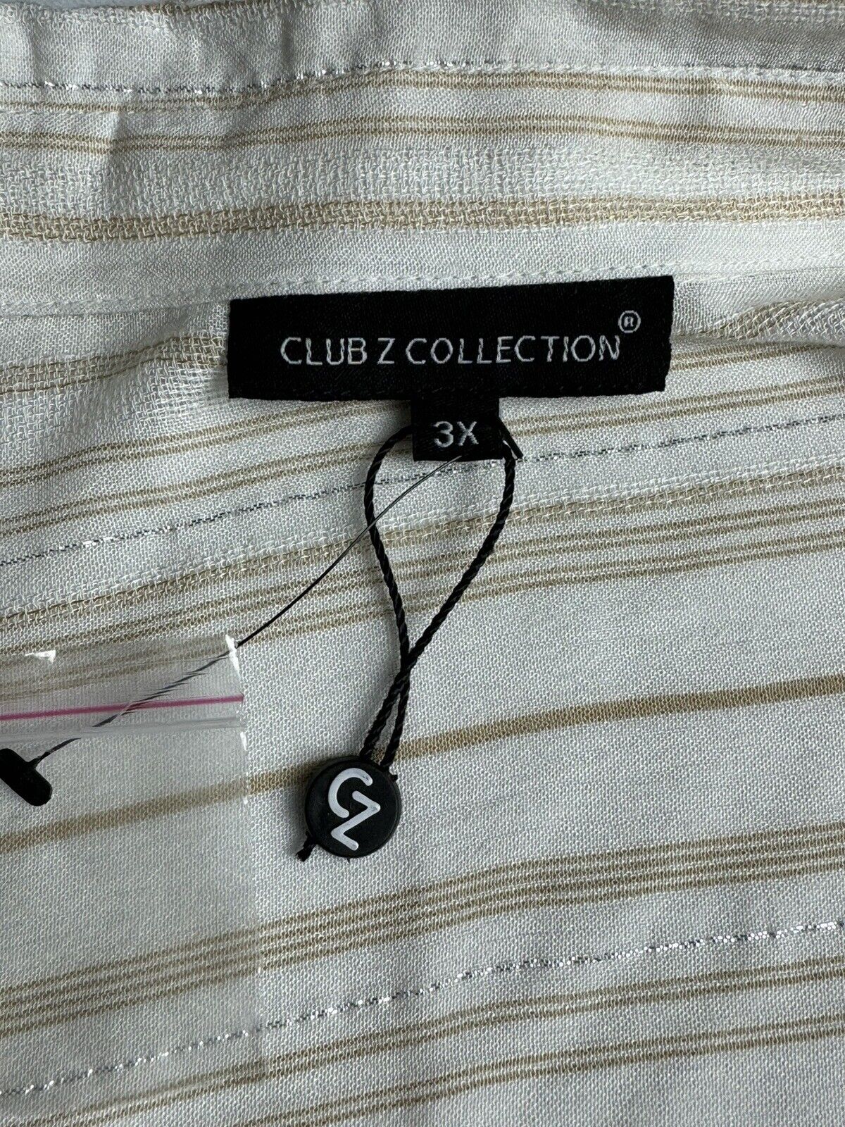 Club Z Collection Womens Shirt Sz 3X NEW Multicolor Striped Lightweight Classic