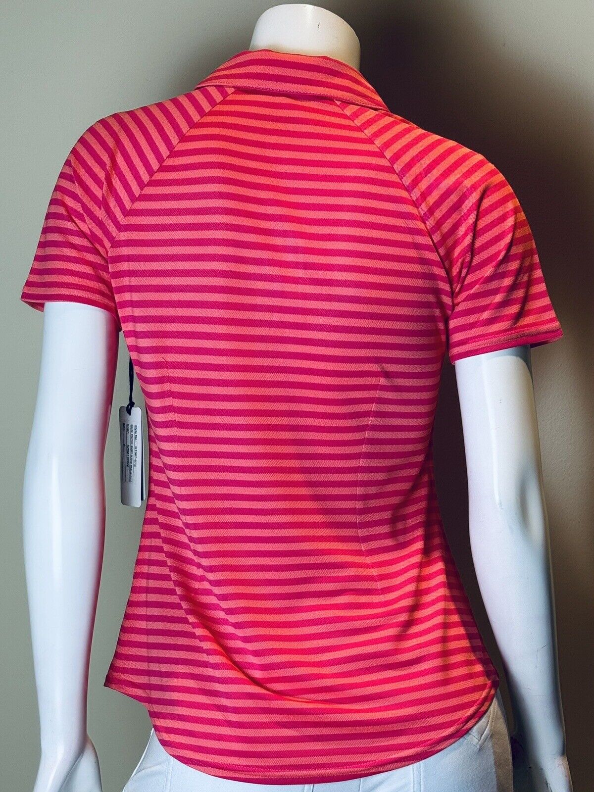 JOFIT Women's Golf Shirt/Top Red Pink Stripes Size S      (52)