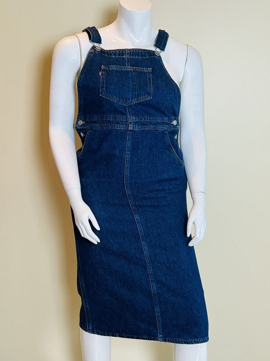 Levis Women’s Sz Medium Blue Denim Jumper Overalls Jean Dress (2#)