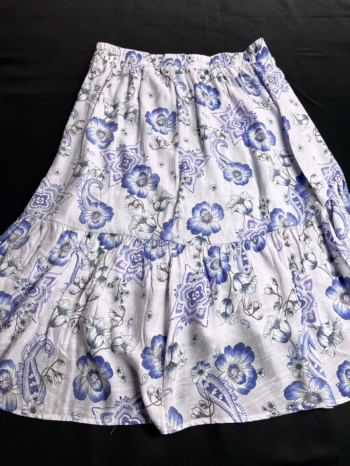 Mlle Gabrielle Skirt Sz XL Blue Floral Purple Paisley