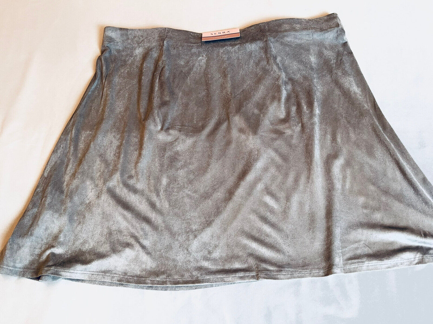 SERRA Women's Gray Microfiber-Suede Skater Mini Skirt Pockets Sz XL