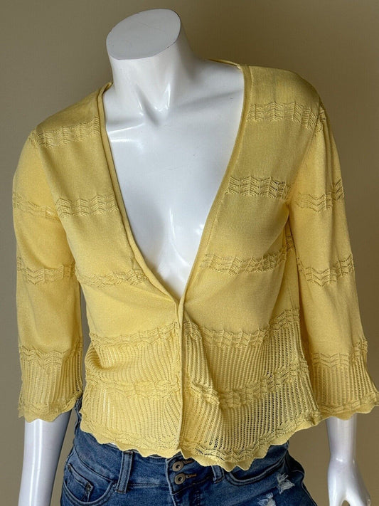 Alfred Dunner CLASSICS Yellow Cardigan Sweater Size PS