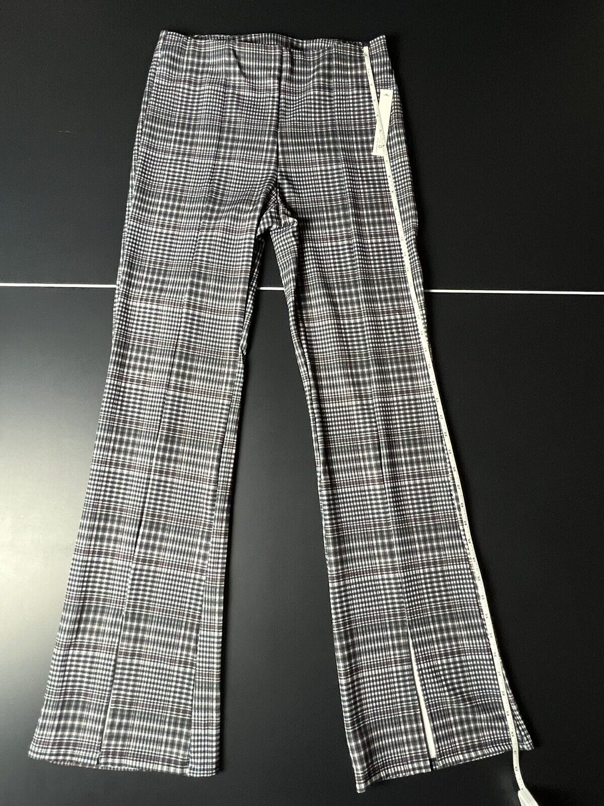 Joe B Women's Plaid Pants Sz L Multicolor Elastic Waist Split Hem