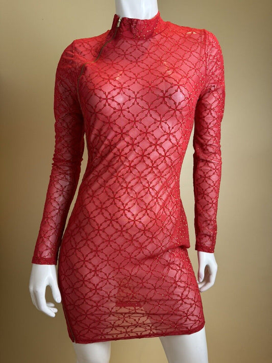 j.our Women’s Mesh Red Long Sleeve Dress Sz S (71)