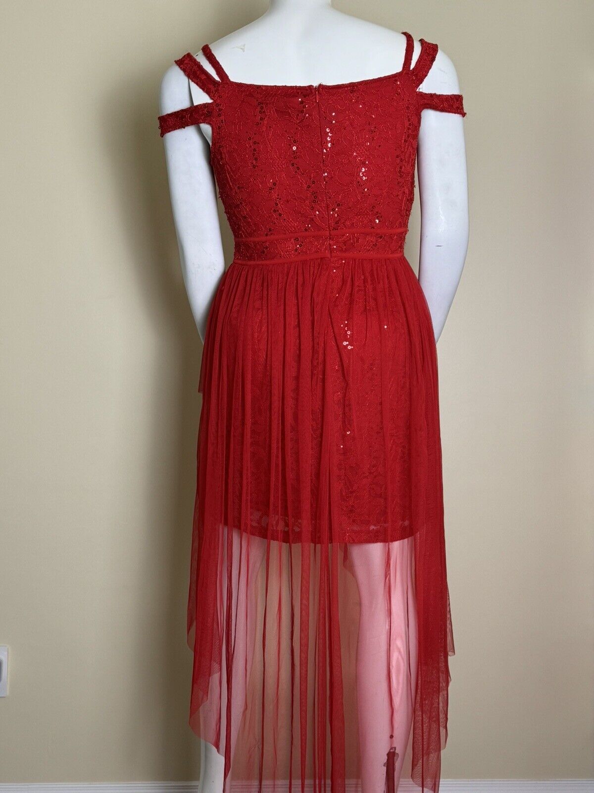 CANDALITE 2 Party Dress Sz XL Sequined Red Fuchsia  (53)