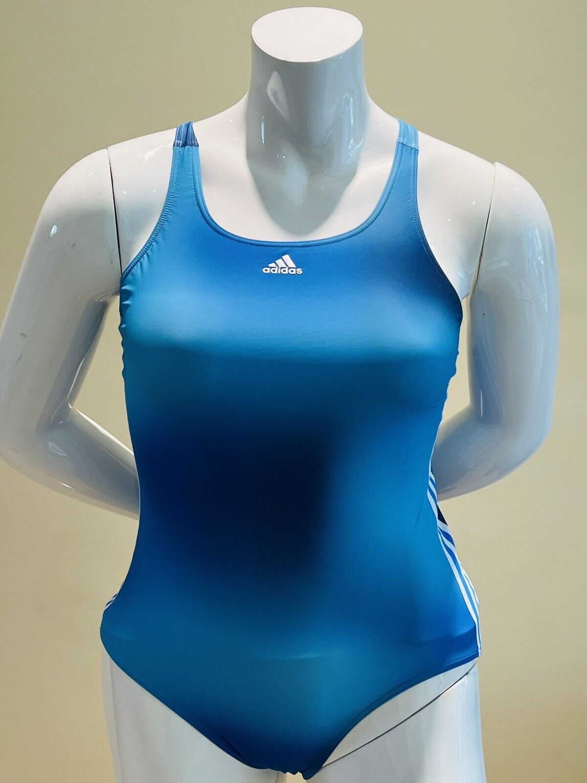 ADIDAS WOMENS 1PIECE 3 STRIPES SWIMSUIT Blue Sz 18