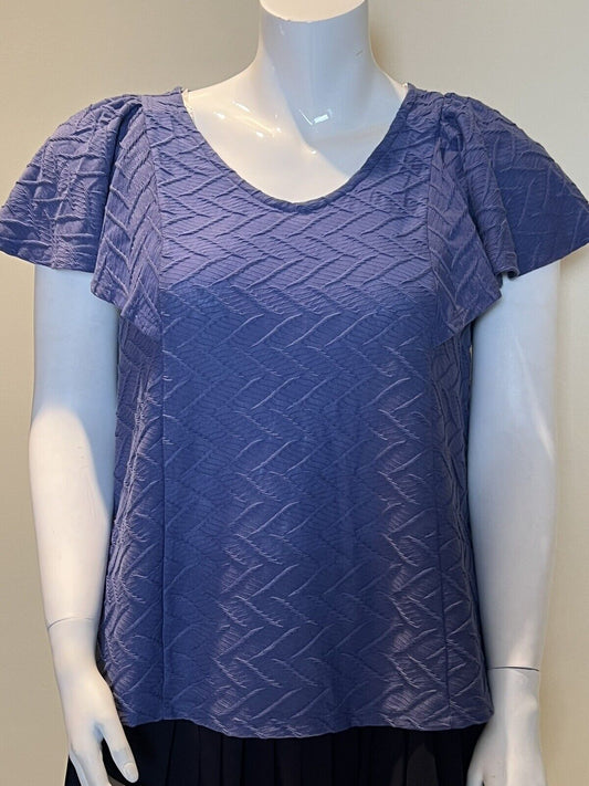 Zac & Rachel Women's Blue Blouse Short Sleeves Top Plus Size 1X (9)