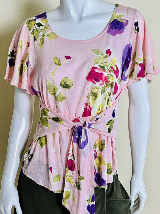 Lauren Ralph Lauren Shirt Women's Sz S Pink Floral Linen Blend Top Blouse (5)