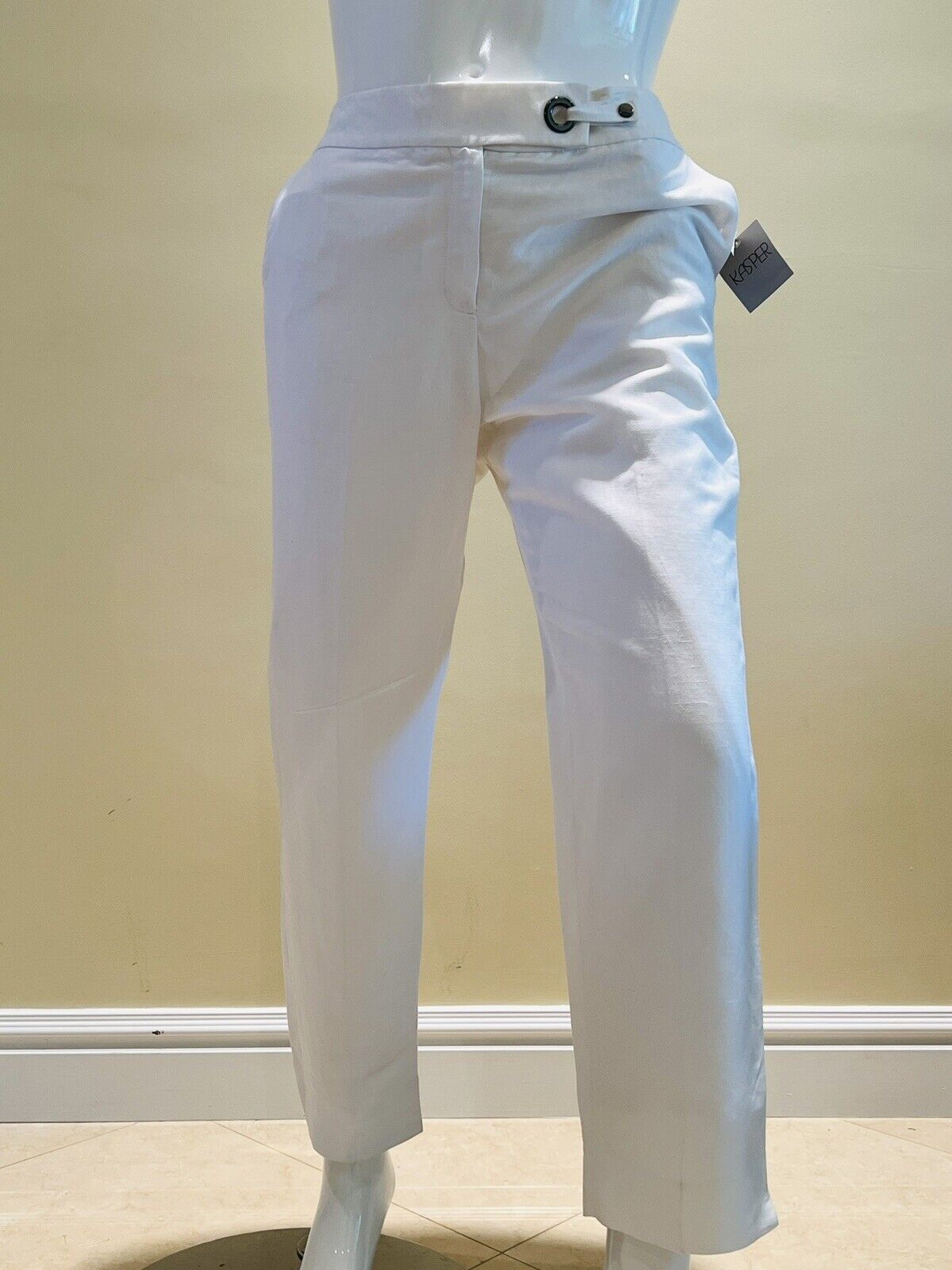 Kasper Women's Herringbone Ankle Dress Pants White Size 12