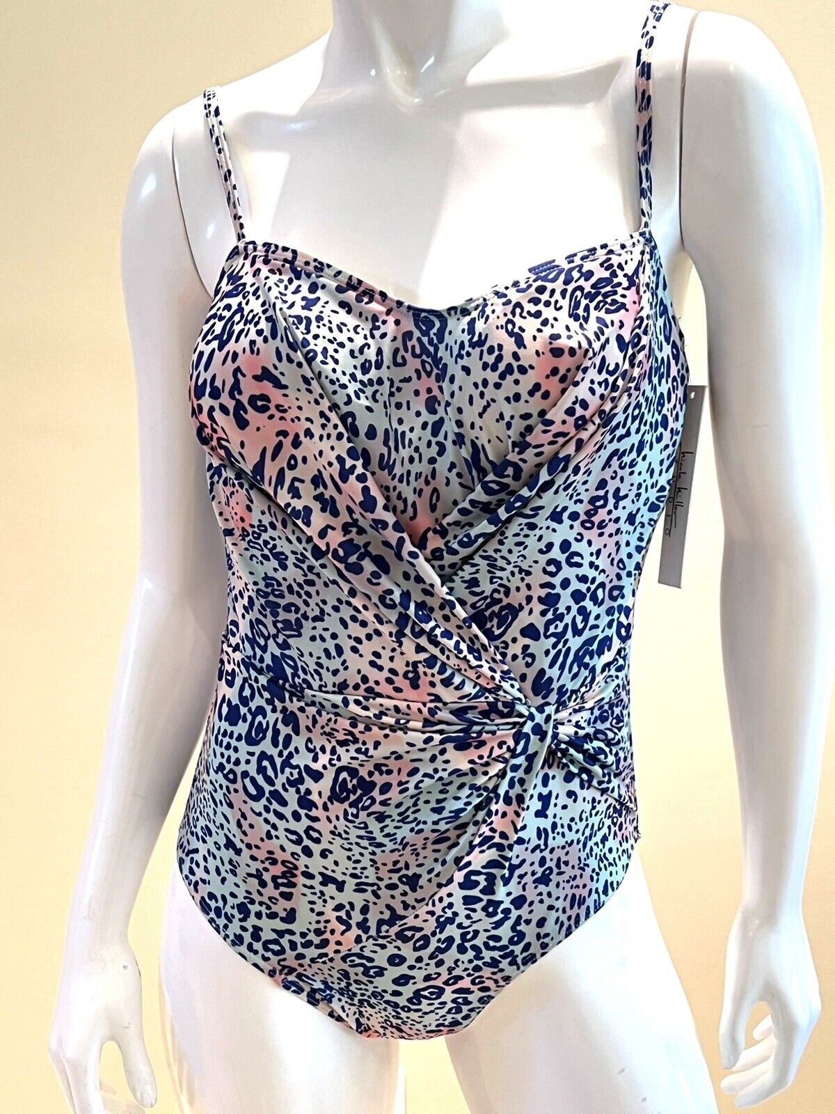 Nicole Miller One Pc Swimsuit leopard Multicolor Sz M Bathing suit