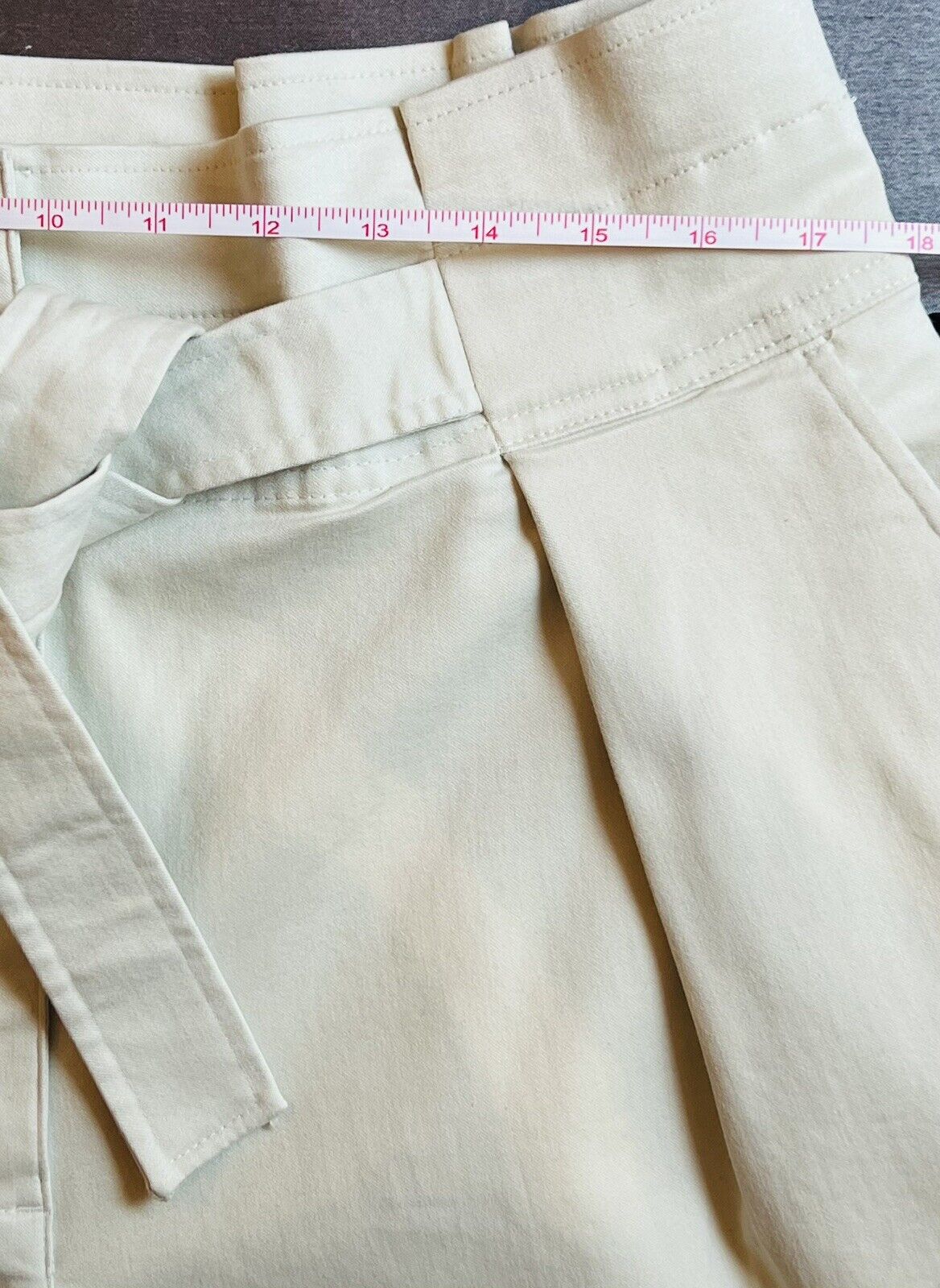 DKNY Women's Belted Paperbag Pants Beige Size 16