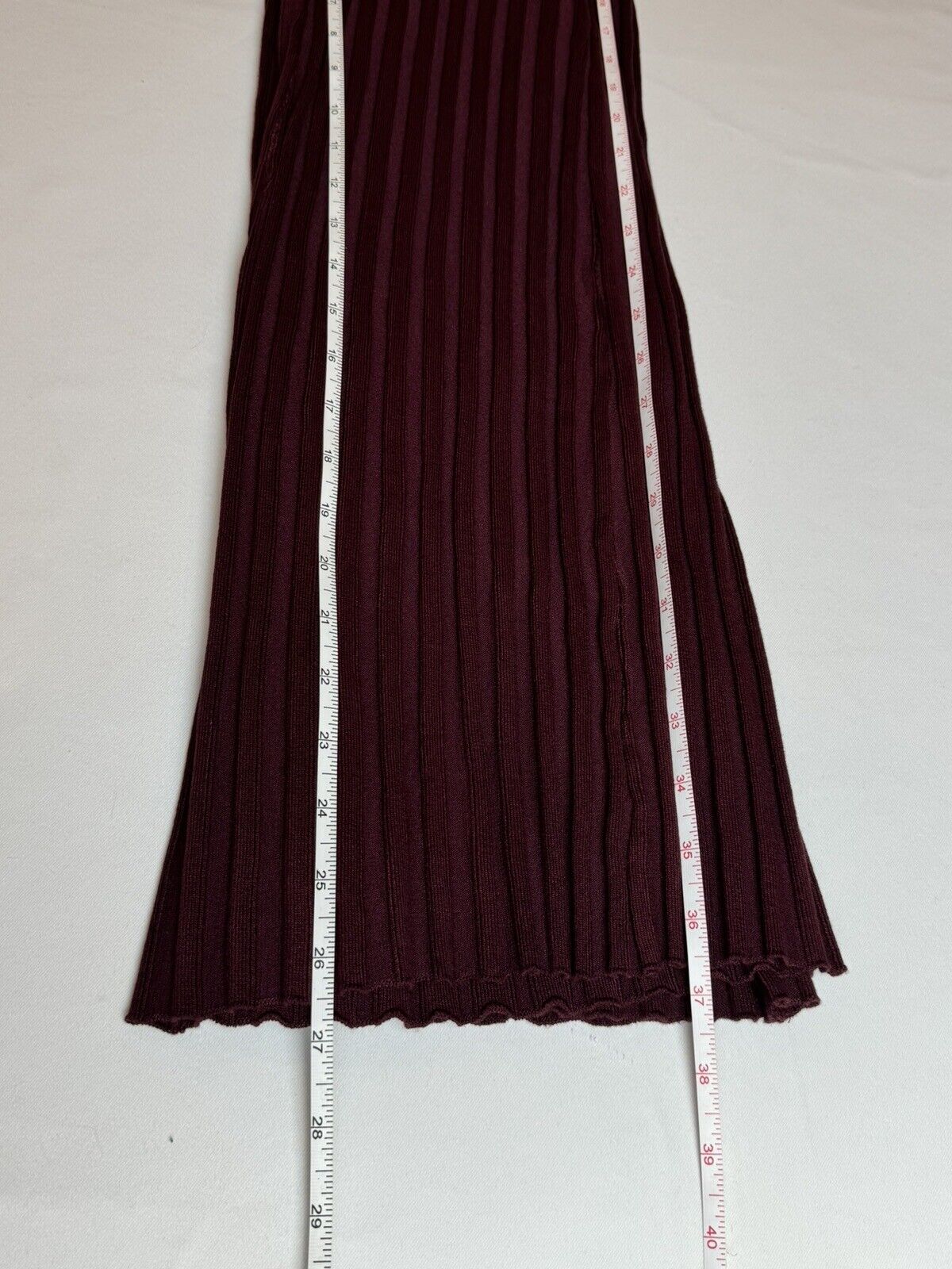 House of Harlow 1960 Wide Leg Ribbed Knit Trouser Pants Size S Maroon (75)