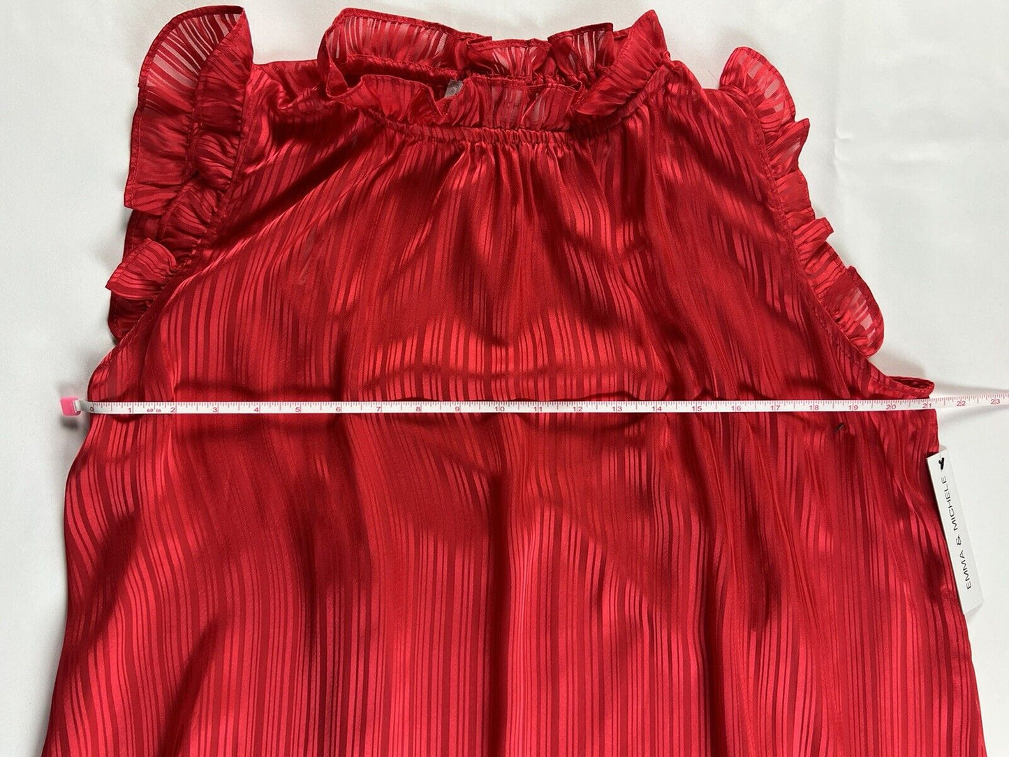 Emma & Michele Women’s Red Halter Maxi Pleated Dress-size L